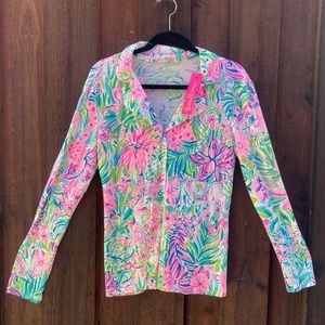 NWT Lilly Pulitzer Lilly’s Favorite Things Knit Button Up Pajama PJ Top Size M